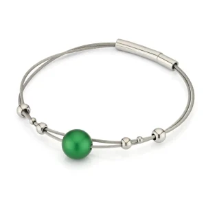 Armband bolletjes met groene bol A274GR