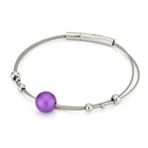 Armband bolletjes met paarse bol A274P