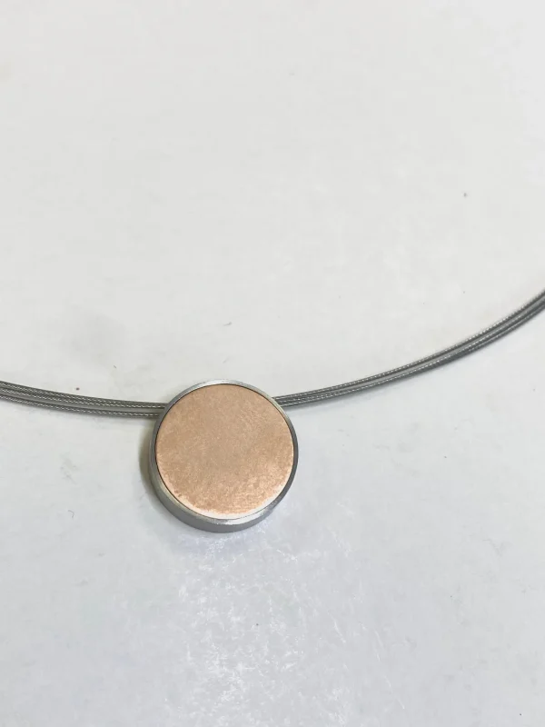 Design ketting Pura van RVS rose zand mat, Ø15,0mm