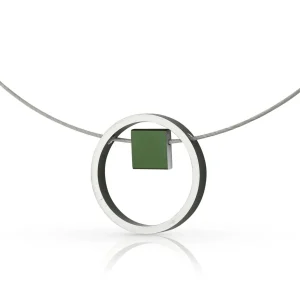 Ketting EVY Groen Ring met vierkantje | C277GR